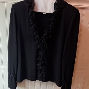 St. John Black Ruffled Blouse